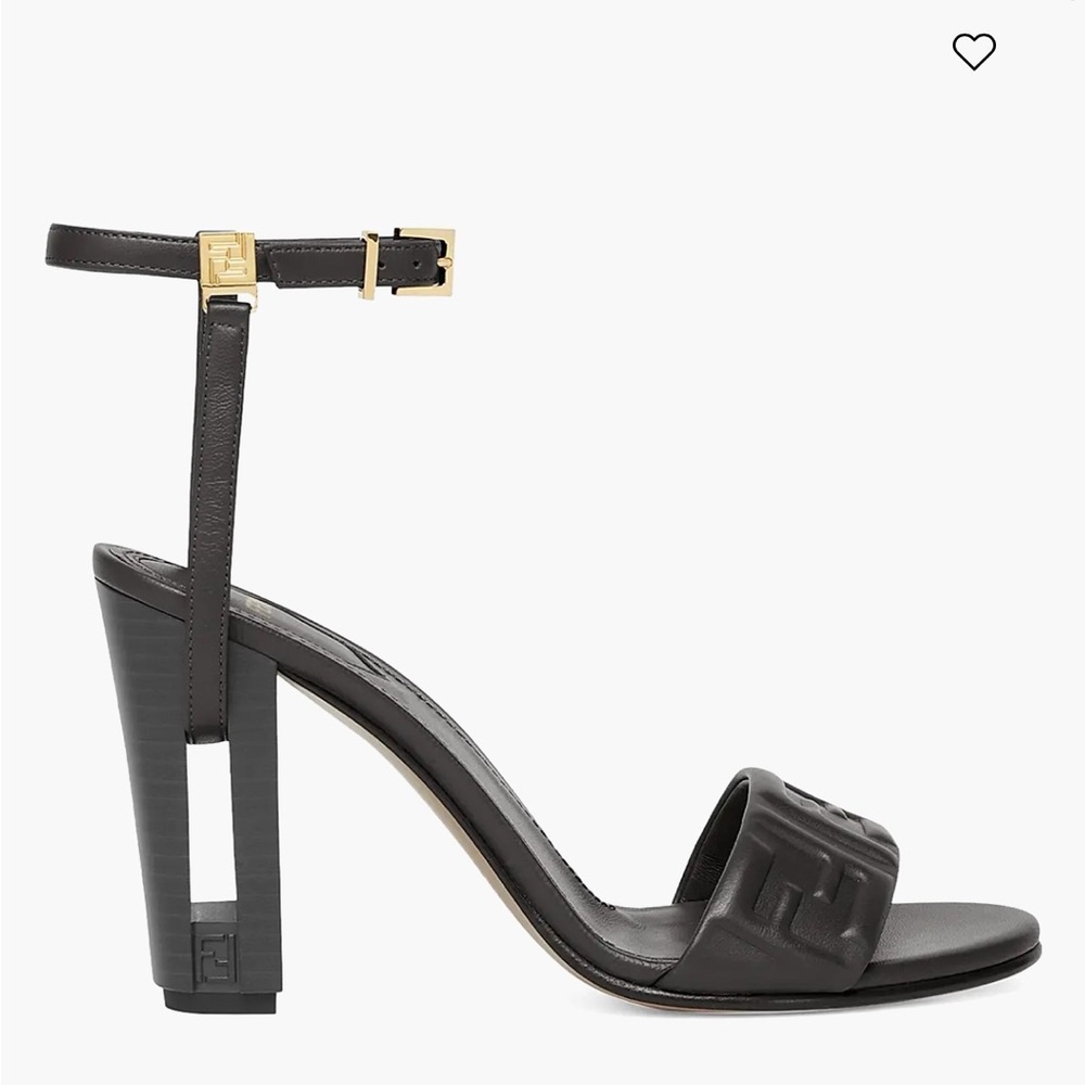 Fendi Black Leather Delfina 95MM leather Heeled Sandals - Picture 2 of 3